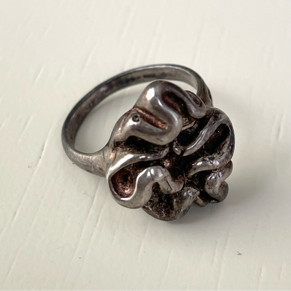 Vintage Israel stamped 925 sterling silver Brutalist freeform ring sz 6.5 - Picture 11 of 16